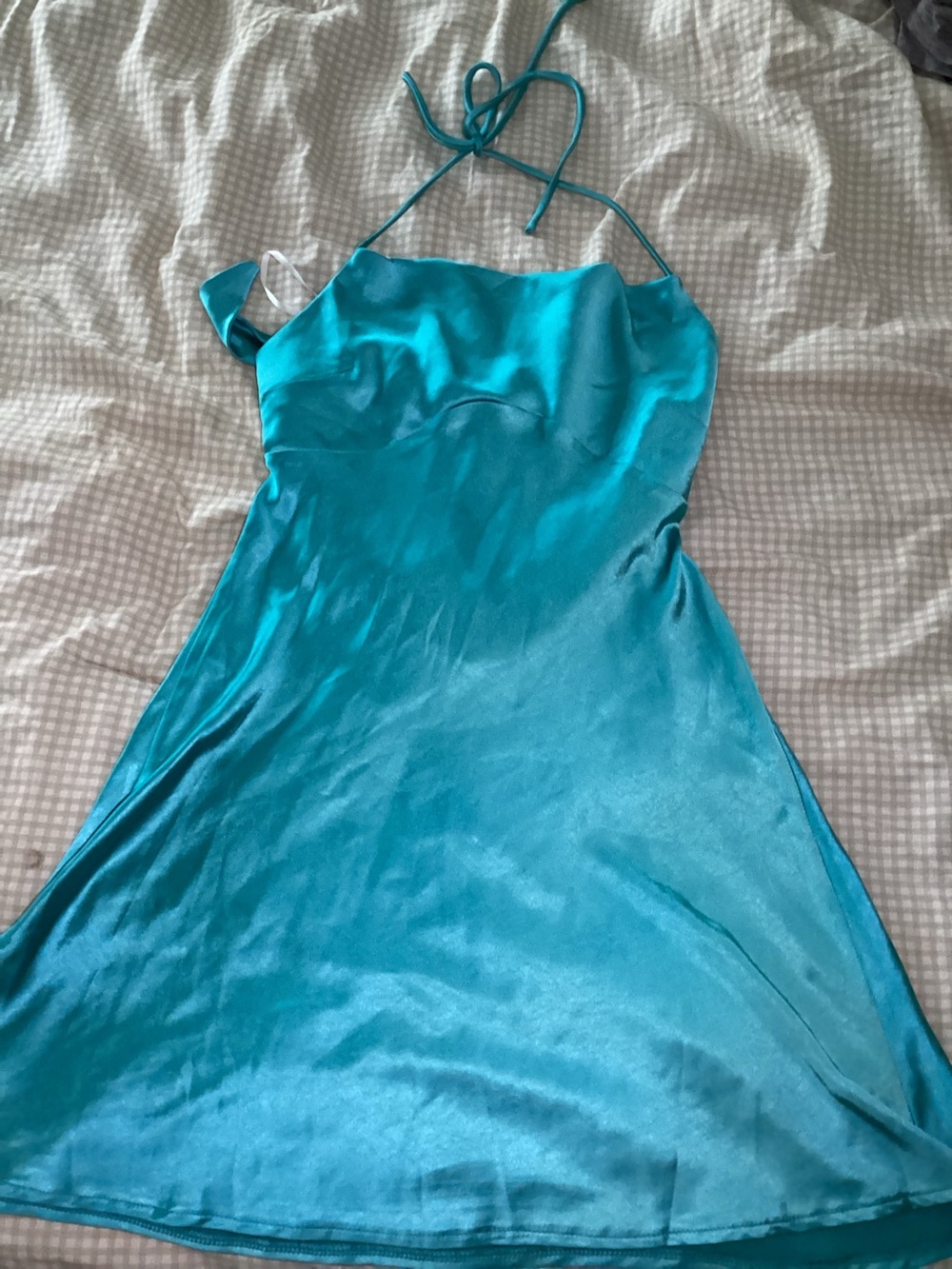 Princess Polly Teal Satin Halter Mini Dress
